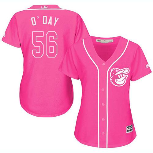 Orioles #56 Darren O'Day Pink Fashion Women's Stitched MLB Jersey